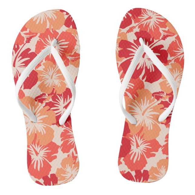 Epic Hibiscus Hawaiian Floral Aloha Shirt Print Flip Flops (Footbed)