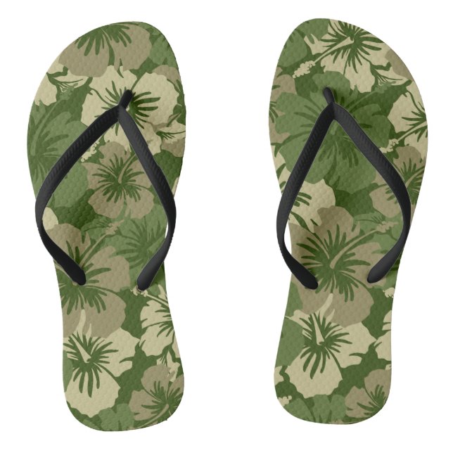 Epic Hibiscus Hawaiian Floral Aloha Shirt Print Flip Flops (Footbed)