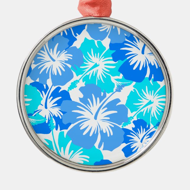 Epic Hibiscus Hawaiian Floral Aloha Shirt Print Metal Tree Decoration (Front)