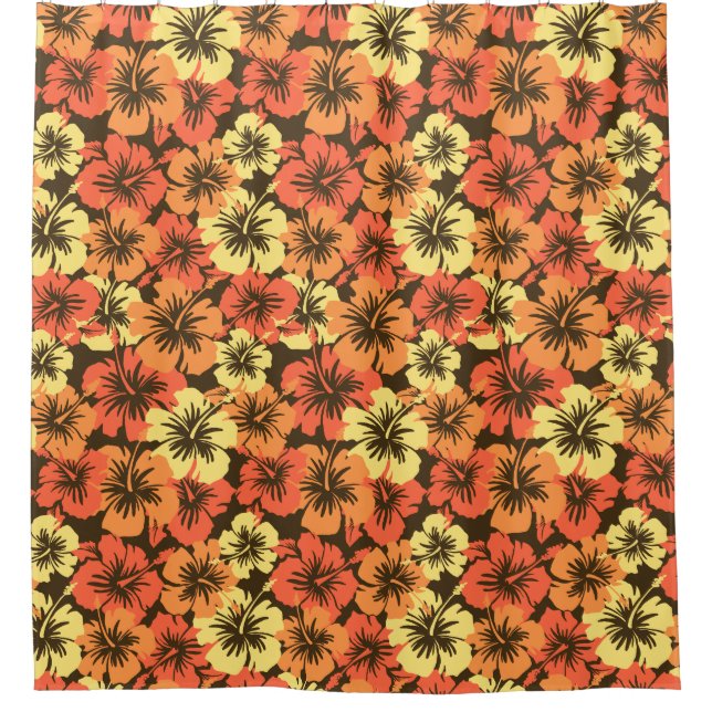 Epic Hibiscus Hawaiian Floral Aloha Shirt Print Shower Curtain (Front)