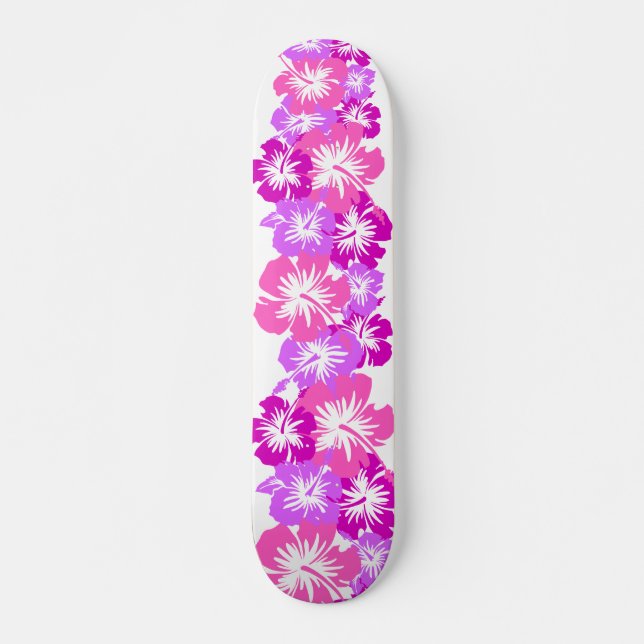 Epic Hibiscus Hawaiian Floral Aloha Shirt Print Skateboard (Front)