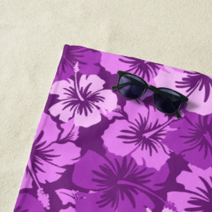 Epic Hibiscus Hawaiian Floral Aloha - Violet Beach Towel
