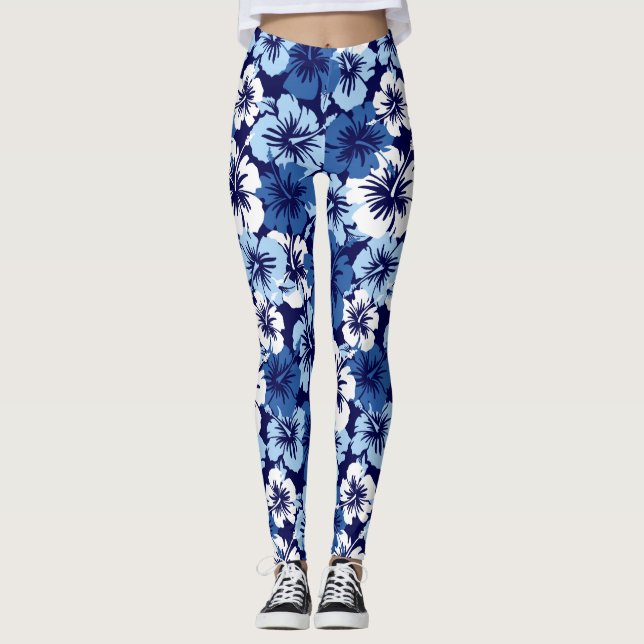 Epic Hibiscus Hawaiian Tropical Floral Leggings (Front)