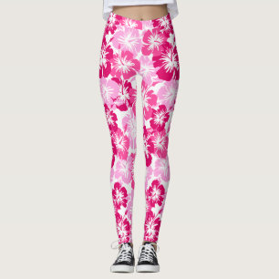 Epic Hibiscus Hawaiian Tropical Floral Pink Leggings