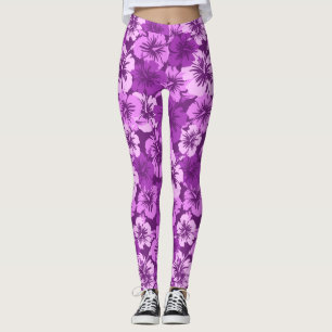 Epic Hibiscus Hawaiian Tropical Floral Violet Leggings