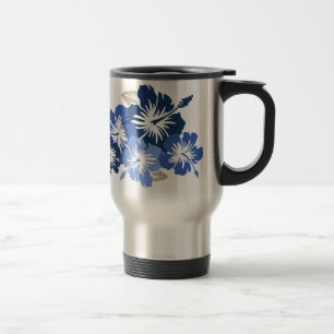 "Epic Hibiscus" in Blue Travel Mug