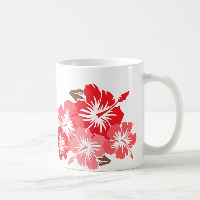 "Epic Hibiscus" in Coral Mug (Right)