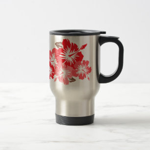 "Epic Hibiscus" in Coral Travel Mug