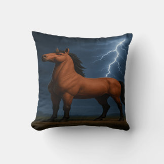 Epic Horse Throw Pillow | 3D Fantasy Thunderstorm 