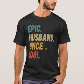 Epic Husband Since 2001 Wedding Anniversary Retro T-Shirt