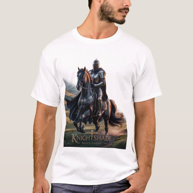 Epic Knight on Black Horse T-Shirt (Front)