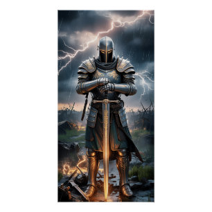 Epic Knight Warrior Digital Poster Mediaeval Fanta