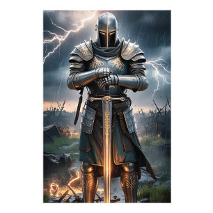 Epic Knight Warrior Digital Poster Mediaeval Fanta