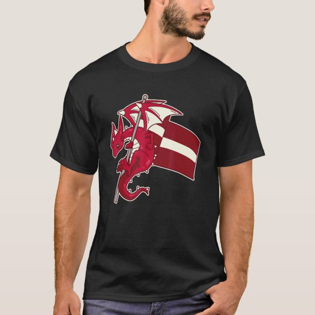 Epic Latvian Dragon  Proud Latvia Flag T-Shirt (Front)