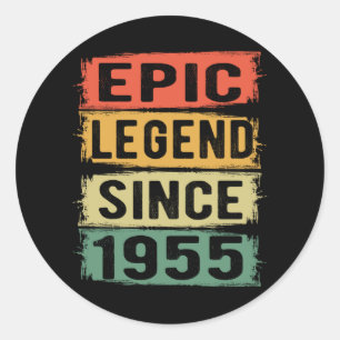 Epic Legend Since 1955 Vintage 1955 Birthday Gift Classic Round Sticker