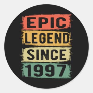 Epic Legend Since 1997 Vintage 1997 Birthday Gift Classic Round Sticker