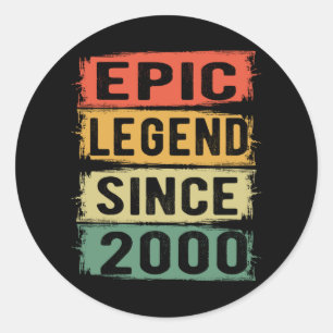 Epic Legend Since 2000 Vintage 2000 Birthday Gift Classic Round Sticker