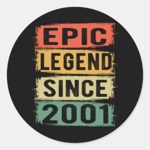 Epic Legend Since 2001 Vintage 2001 Birthday Gift Classic Round Sticker