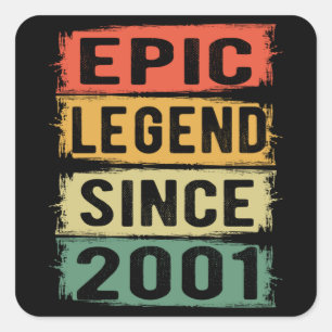 Epic Legend Since 2001 Vintage 2001 Birthday Gift Square Sticker