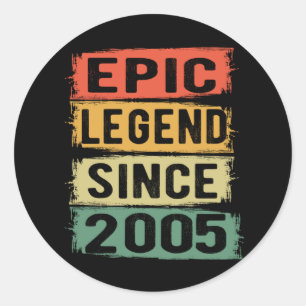 Epic Legend Since 2005 Vintage 2005 Birthday Gift Classic Round Sticker