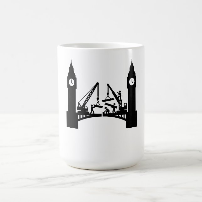 Epic london clock tower bridge construction  coffee mug (Center)