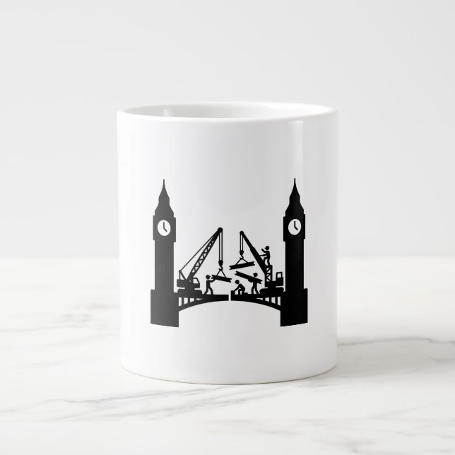 Epic london clock tower bridge construction  large coffee mug (Front)