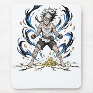 Epic Manga Warrior Power Awakening Illustration Mouse Mat