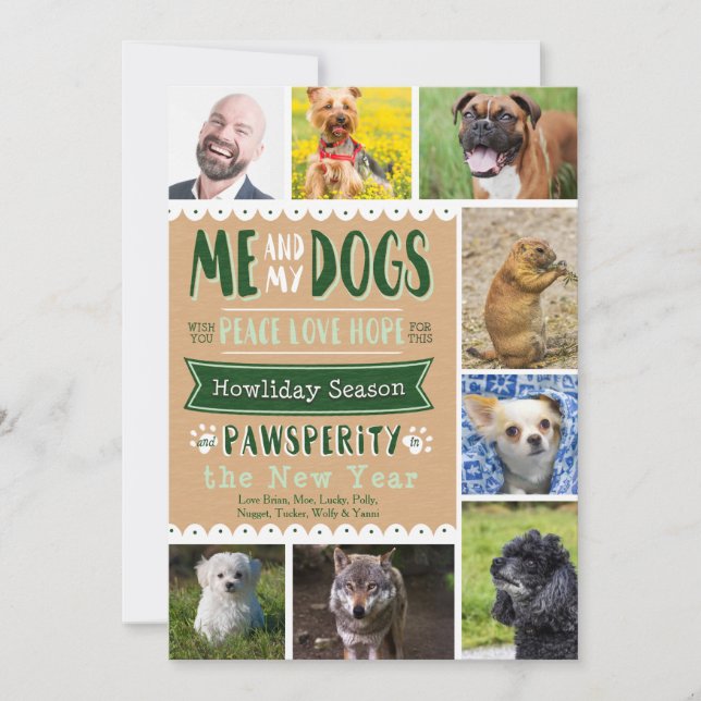 EPIC Me and My Dogs 5x7 Christmas Card (8 Photos) (Front)