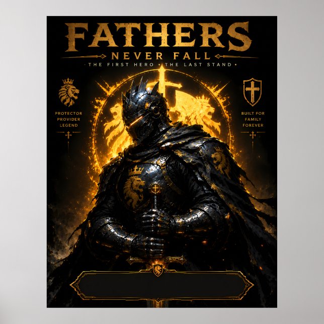 Epic Mediaeval Father Knight Art Poster (Front)