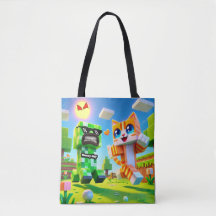 Epic Minecraft-Inspired Toddler Tote Bag Cat loves