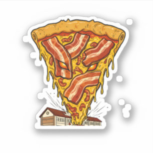 Epic Monster Bacon Pizza Attacking City Fun Art