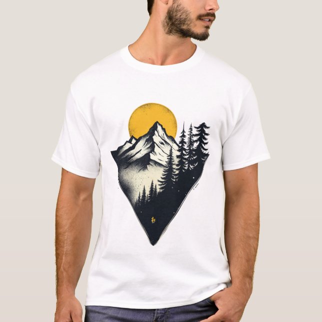 Epic Mountain Escape: Bold Nature Adventure Design T-Shirt (Front)