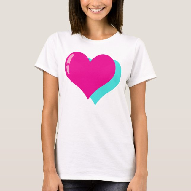 Epic Neon Retro Vaporwave Heart Design T-Shirt (Front)