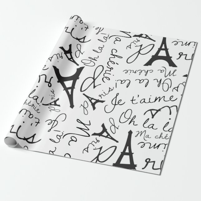 Epic Paris Eiffel Tower Wrapping Paper (Unrolled)