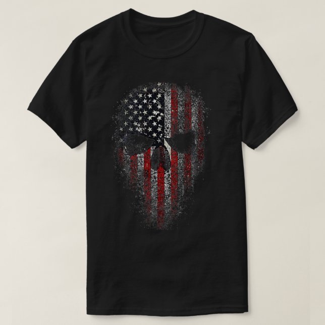 Epic Patriotic Skull American Flag American Skull  T-Shirt (Design Front)
