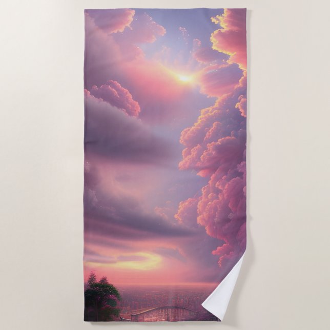 Epic Pink Summer Sky  Beach Towel (Front)