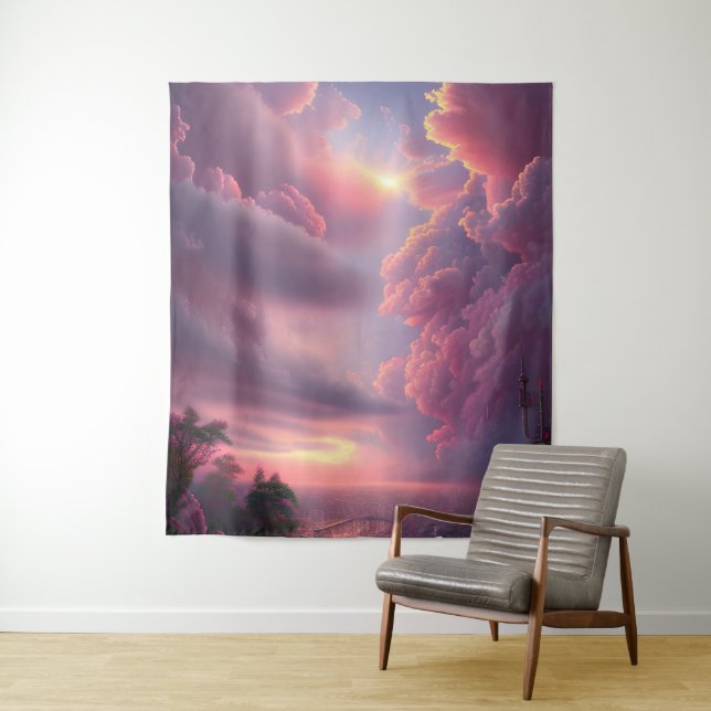 Epic Pink Summer Sky Tapestry (In Situ)