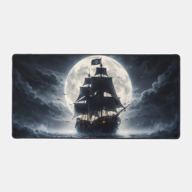 Epic Pirate Ship Moon Mouse Pad – Dark Ocean Pirat (Front)