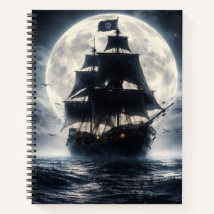 Epic Pirate Ship Moon Notebook – Dark Ocean Pirate