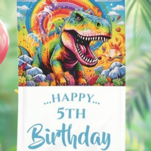 Epic Rainbow Dinosaur Birthday Party Banner