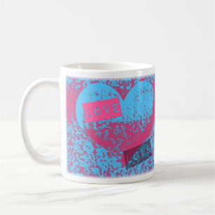 Epic Retro Colours Love Heart Design Coffee Mug