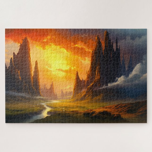 Epic Rock Mountains - Fantasy Art Jigsaw Puzzle (Horizontal)