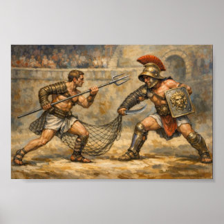 Epic Roman Gladiator Battle Traditional Foes Poster