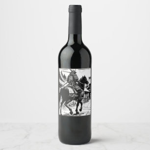 Epic Samurai Rider Manga Art Print Wine Label