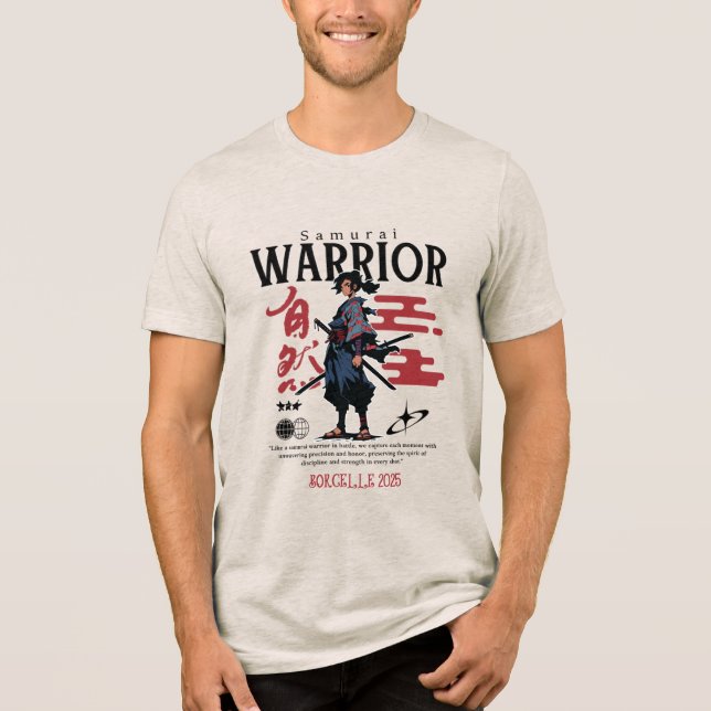 Epic Samurai Warrior Japanese Katana Culture Men's Tri-Blend Shirt (Front)