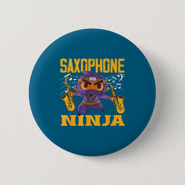 Epic Saxophonist Ninja Saxophone 6 Cm Round Badge (Front)