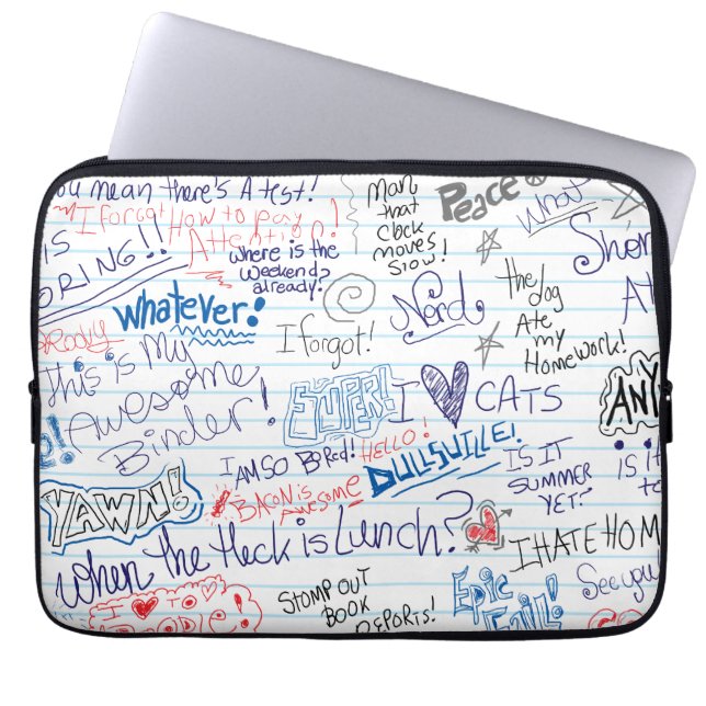 Epic School Doodles Laptop Sleeve (Front)