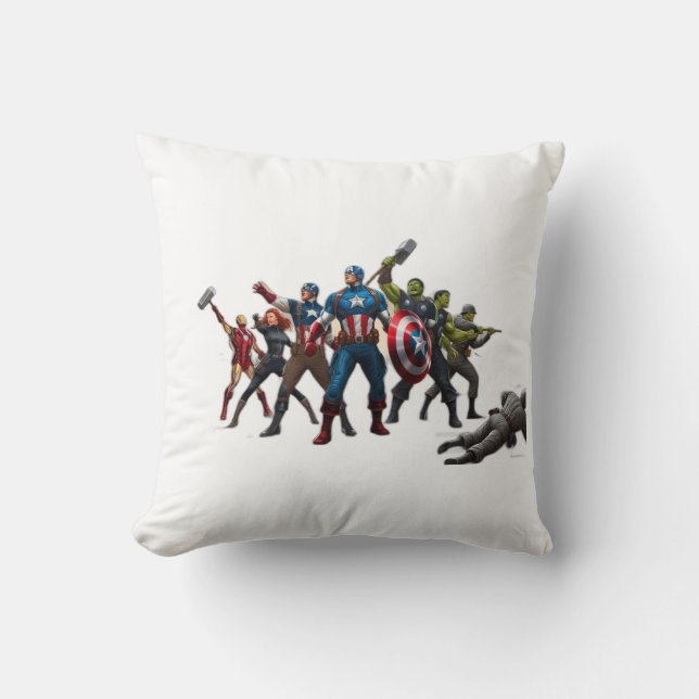  Epic Showdown: Avengers vs. Enemy Forces" Cushion (Front)