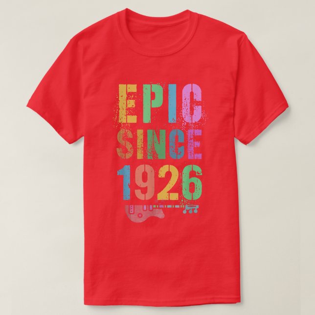 EPIC Since 1926 Awesome Rockstar 96th Birthday Gra T-Shirt (Design Front)