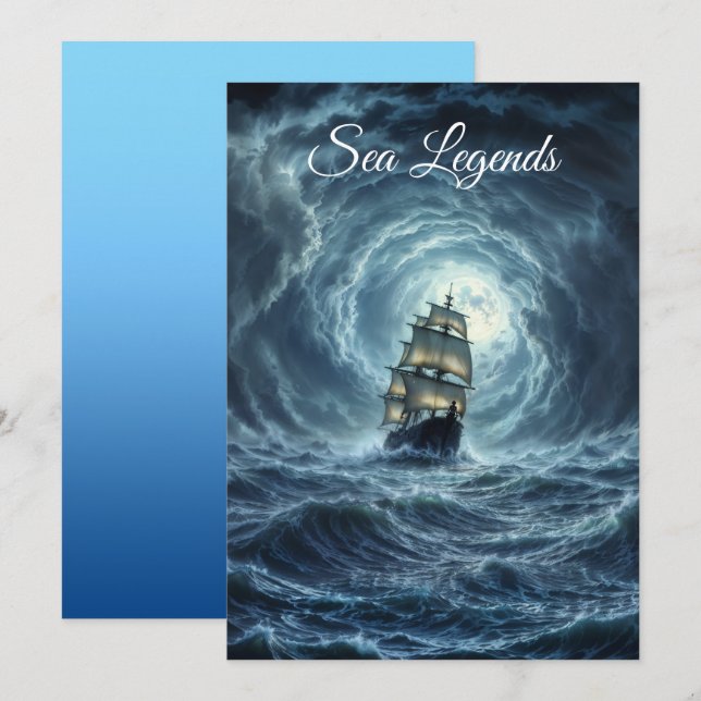 Epic storm boat moon waves adventure invitation (Front/Back)